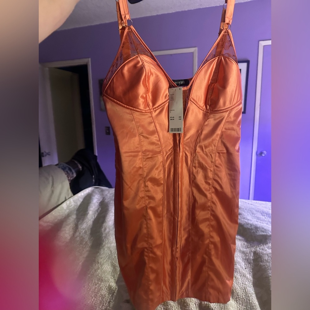 URBAN OUTFITTERS peach/ Orange Satin Dress NWT